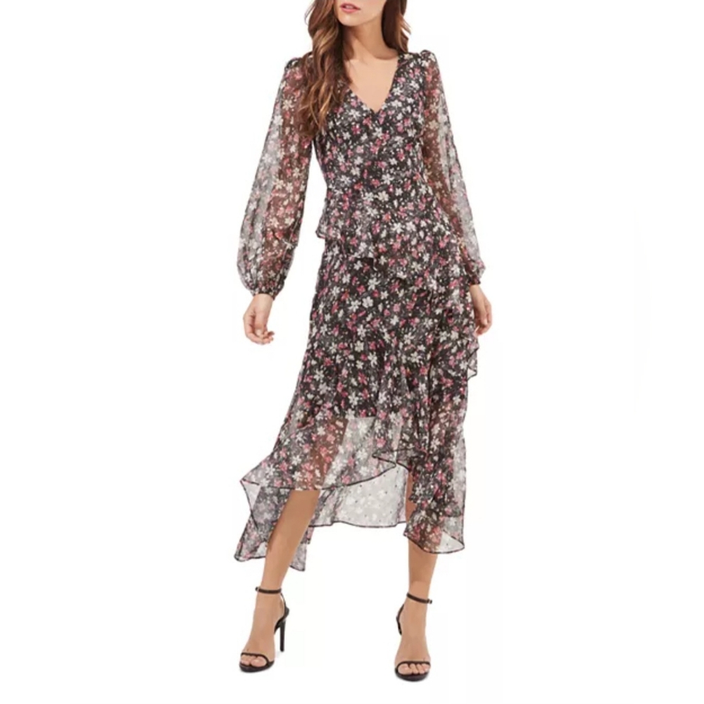 NWOT ASTR the label Fairfax Ruffled Midi dress. Size S